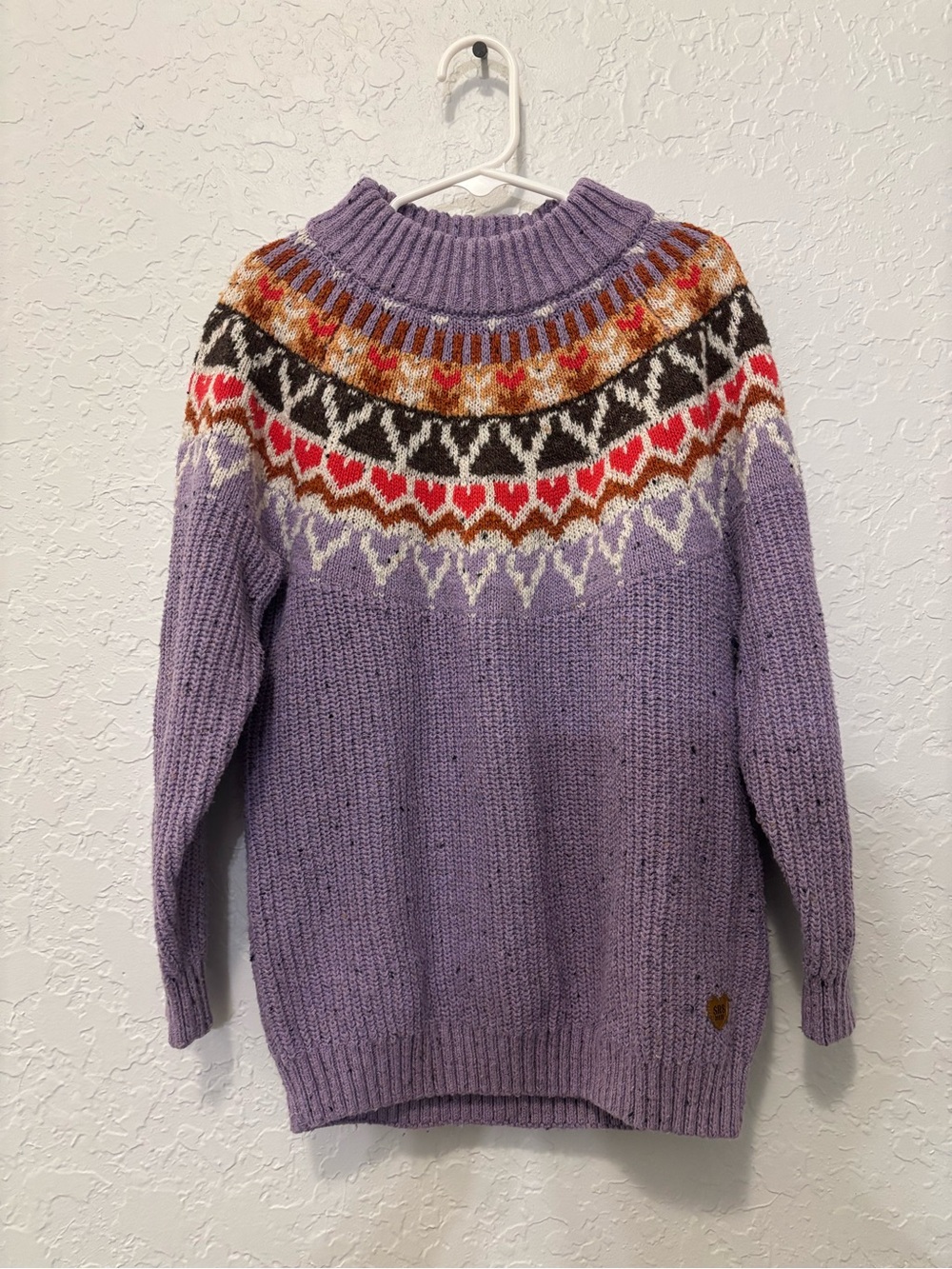 Souris Mini Fair Isle Marled Knit Sweater Blue Brown purple Size 6